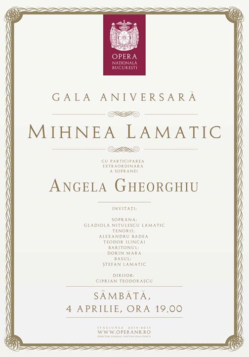 Angela Gheorghiu, invitata speciala la Opera Nationala Bucuresti