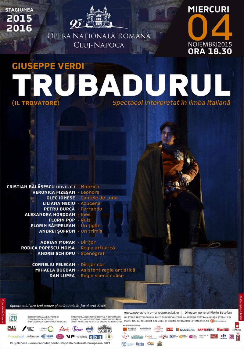 "Il Trovatore" revine pe scenă într-un spectacol special și o distribuție excepțională, miercuri 4 noiembrie