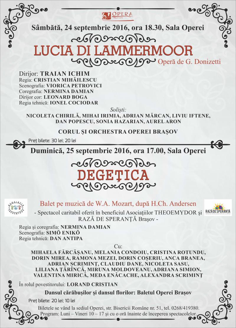 Week-end bogat în evenimente la Opera Braşov
