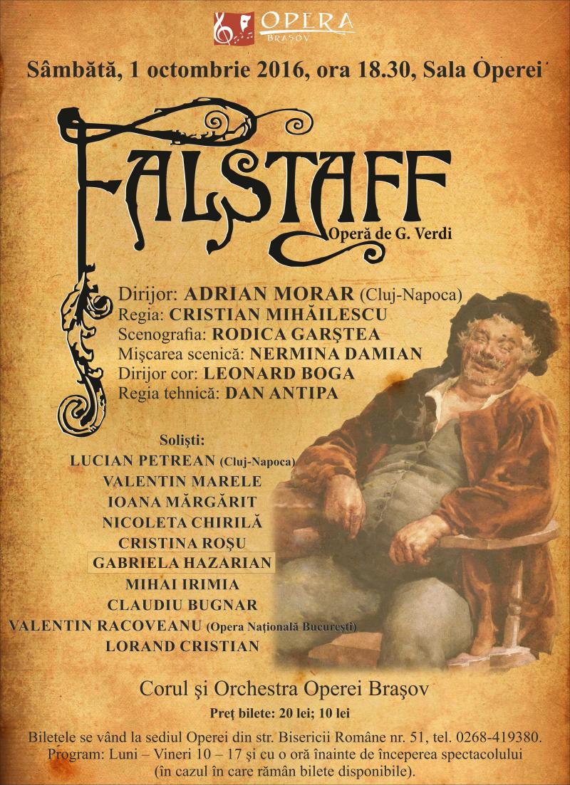 "Falstaff", un spectacol de excepţie pe scena Operei Braşov