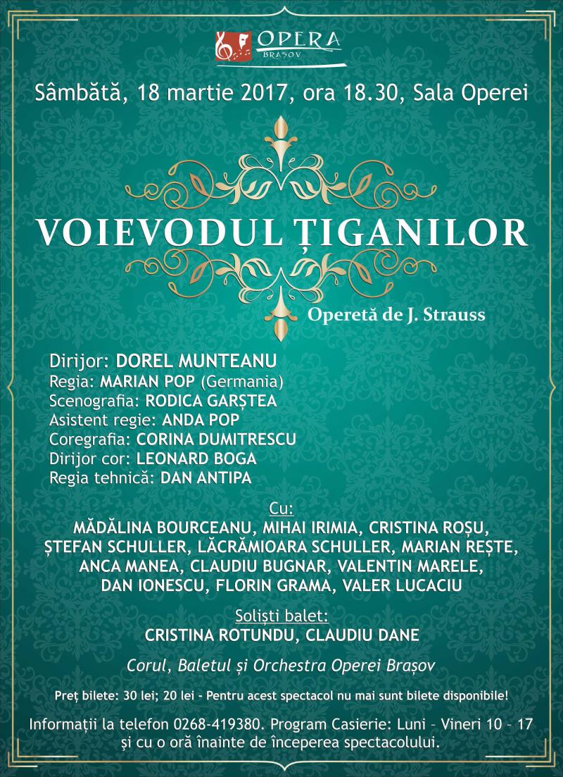 "Voievodul țiganilor", cea mai recentă premieră, pe scena Operei Brașov
