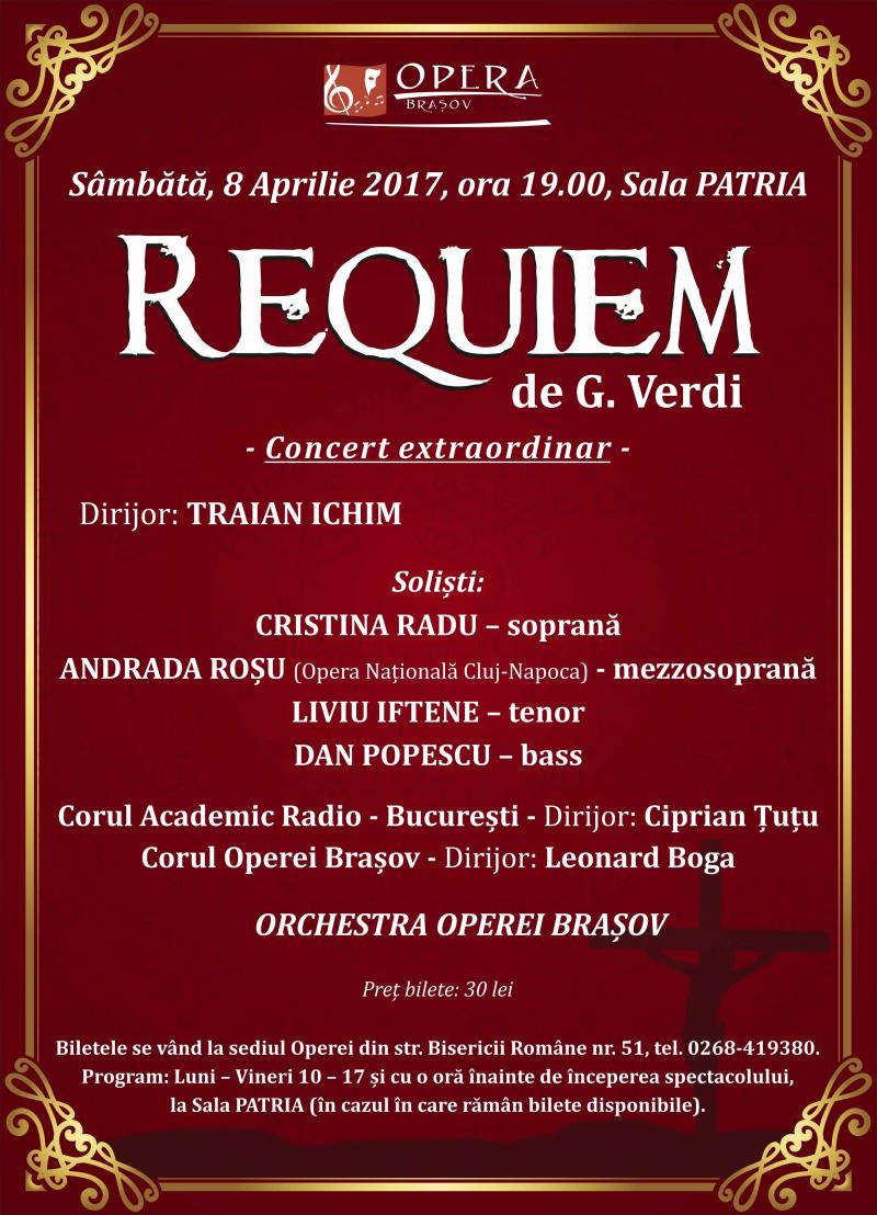 "Requiem", evenimentul muzical al primăverii la Brașov