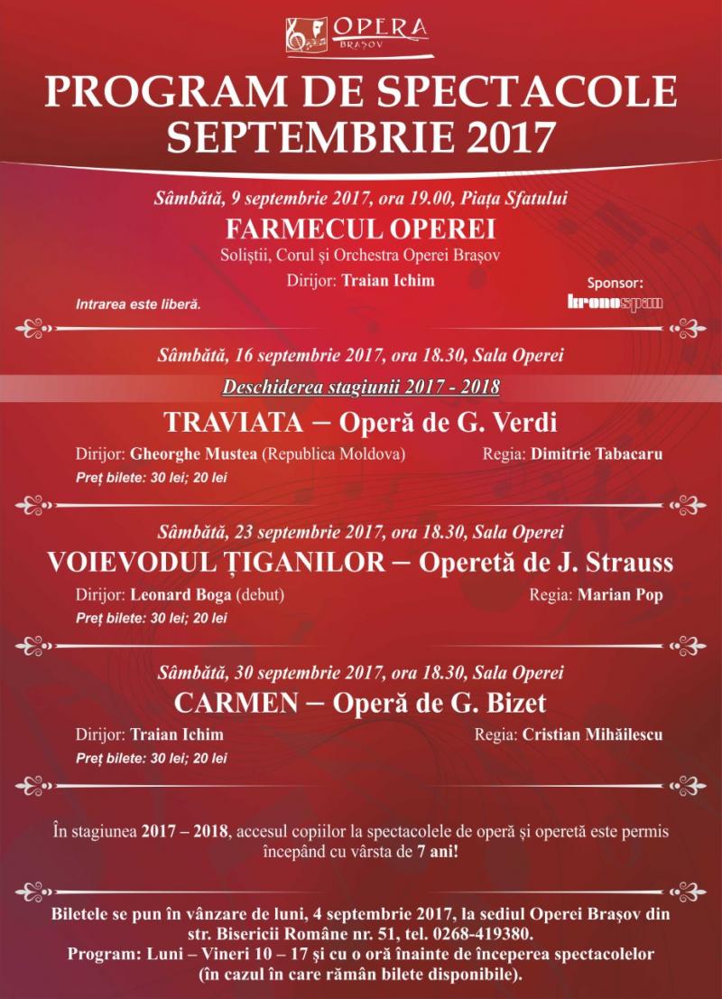 Program de spectacole - Septembrie 2017
