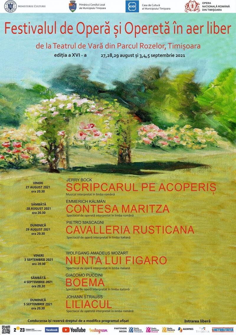 Program Festivalului din Parcul Rozelor, Timișoara 2021