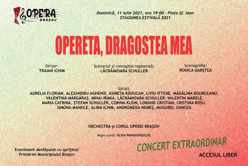 „Opereta, dragostea mea”, duminică, în Piața Sf. Ioan din Brașov