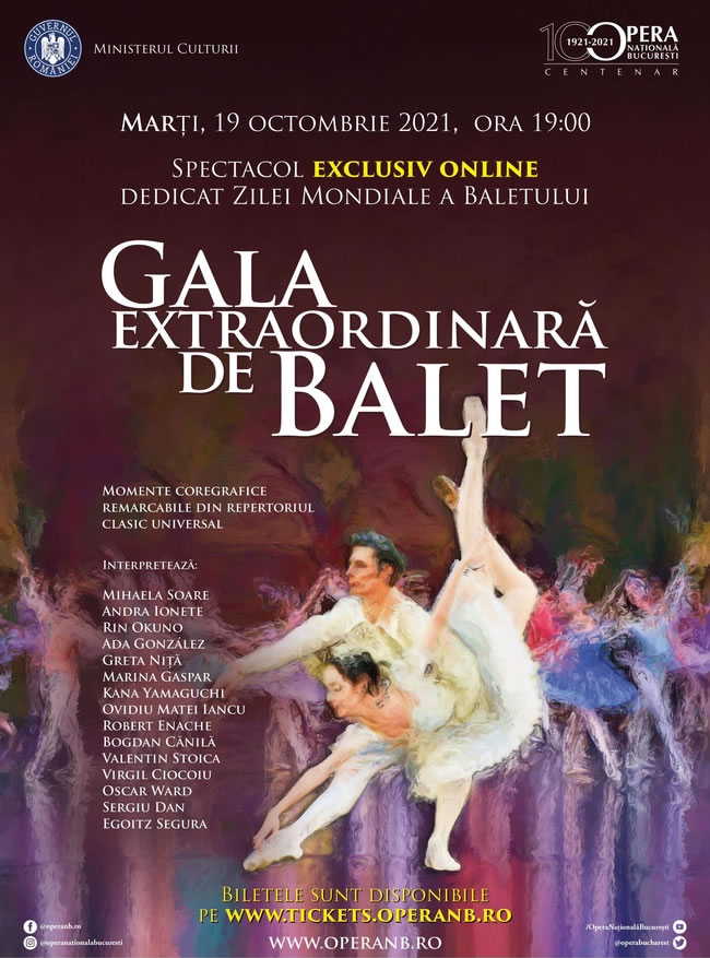 Gală Extraordinară de Balet transmisă online de ONB