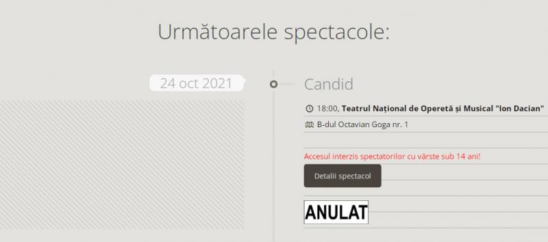 Anulare spectacole la Operetă