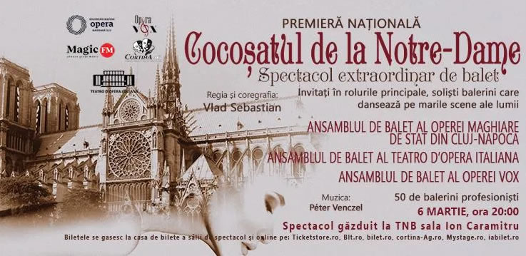 Baletul “COCOȘATUL DE LA NOTRE DAME” este găzduit în premieră naţională pe 6 martie la TNB