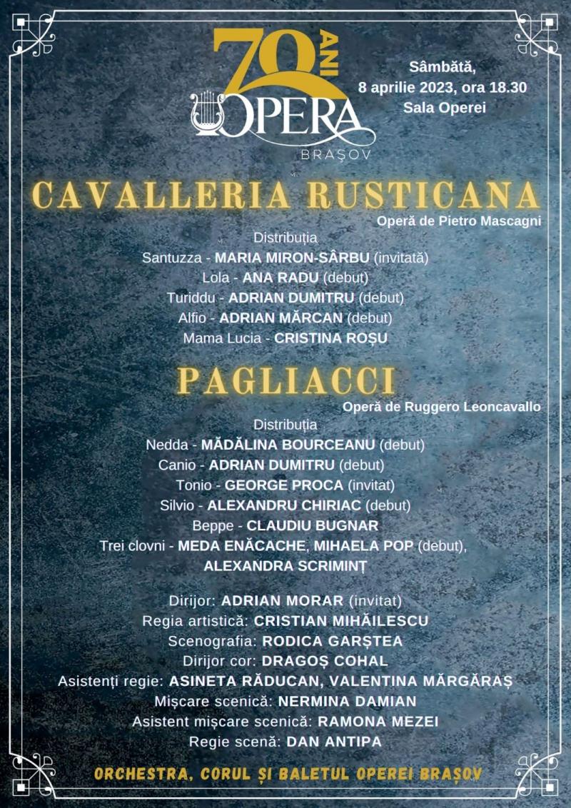 „Cavalleria Rusticana” și „Paiațe”, două opere într-un singur spectacol