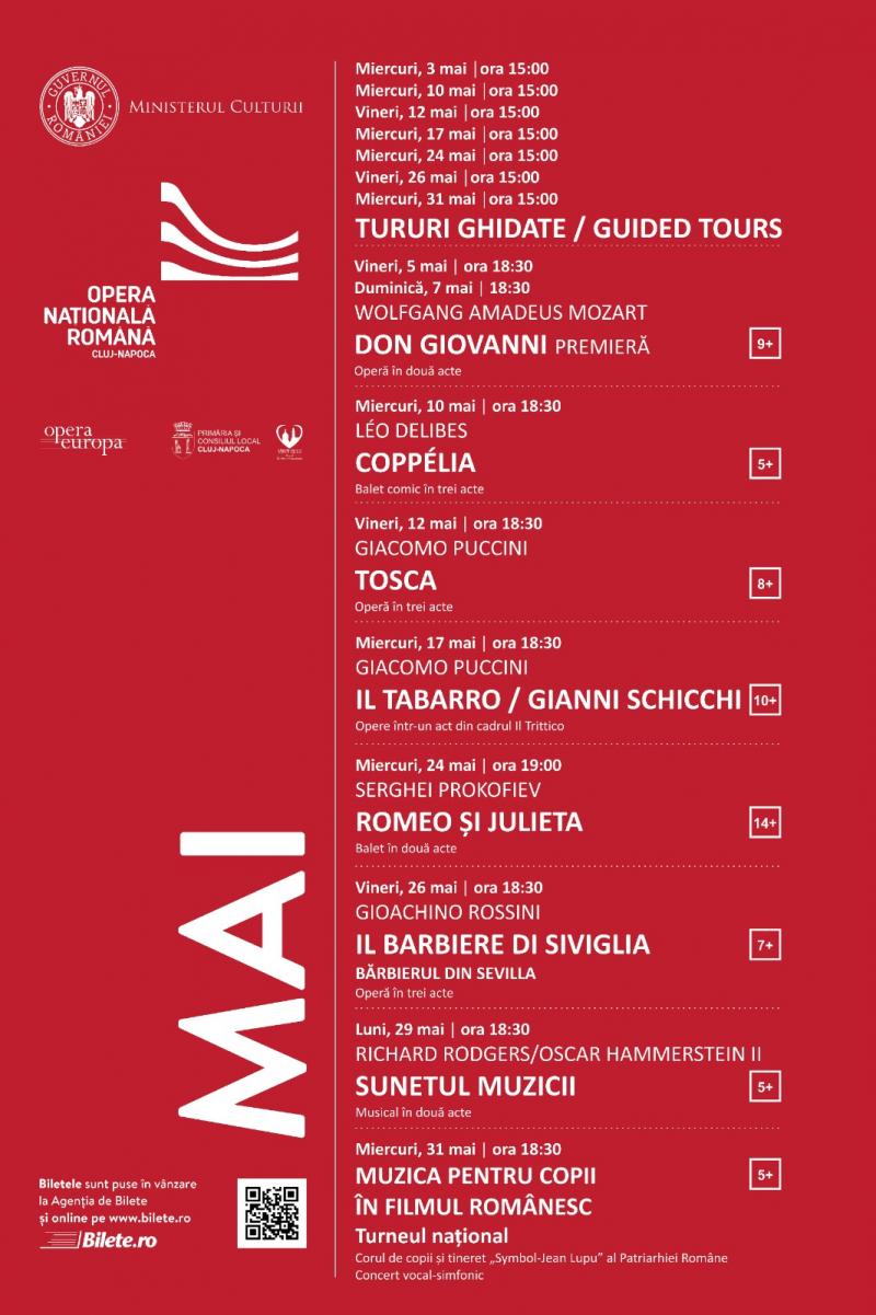 Premiera DON GIOVANNI, spectacole de operă, balet și musical pe scena Operei clujene în luna MAI