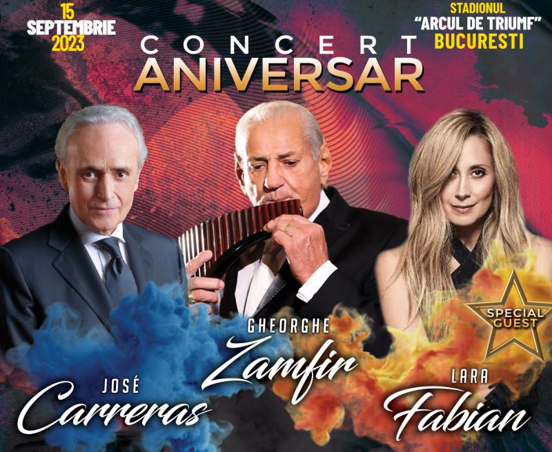 Concert aniversar Gheorghe Zamfir, având invitați pe Jose Carreras, Lara Fabian și Alin Stoica