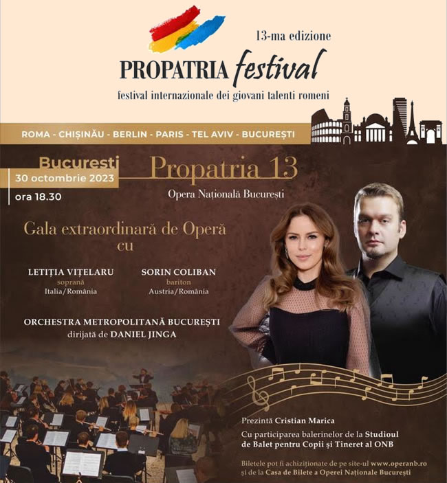Soprana Letiția Vițelaru și bas baritonul Sorin Coliban în Gala Extraordinară de Operă Propatria 2023
