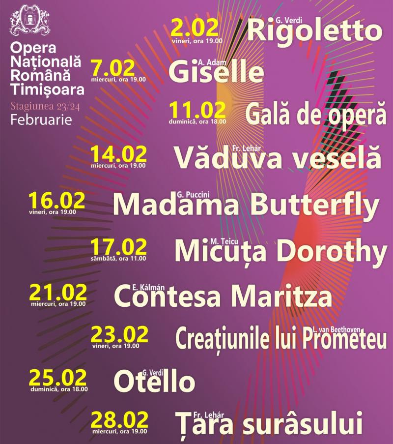Spectacole in februarie 2024 la Timisoara