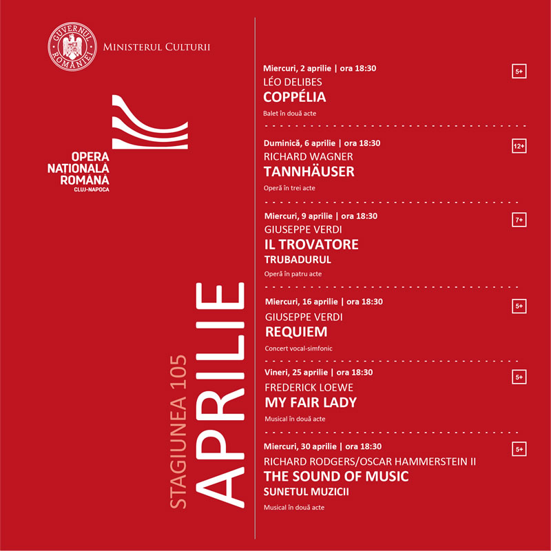 Programul artistic al lunii APRILIE