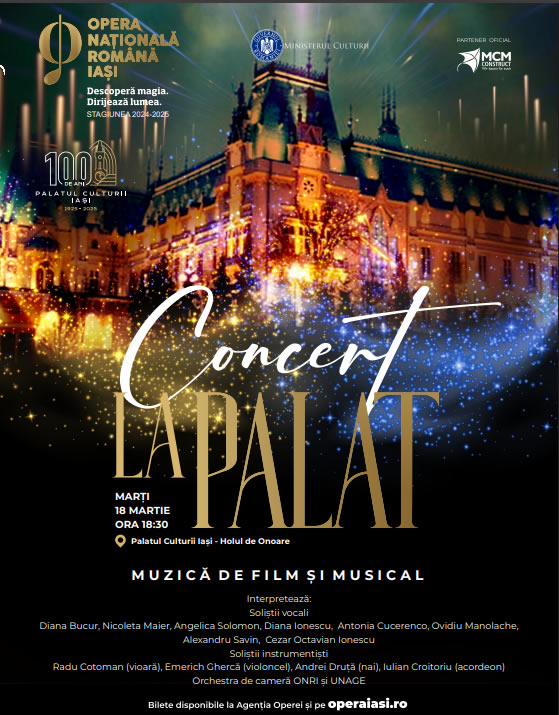 Concert la Palat cu muzică de film și musical