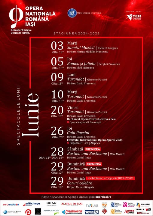 Program iunie 2025. O nouă premieră la Opera Iași.