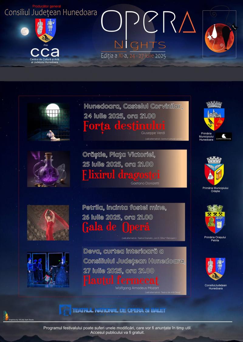 Festivalul Opera Nights – Ediția a XI-a, 24 – 27 iulie 2025