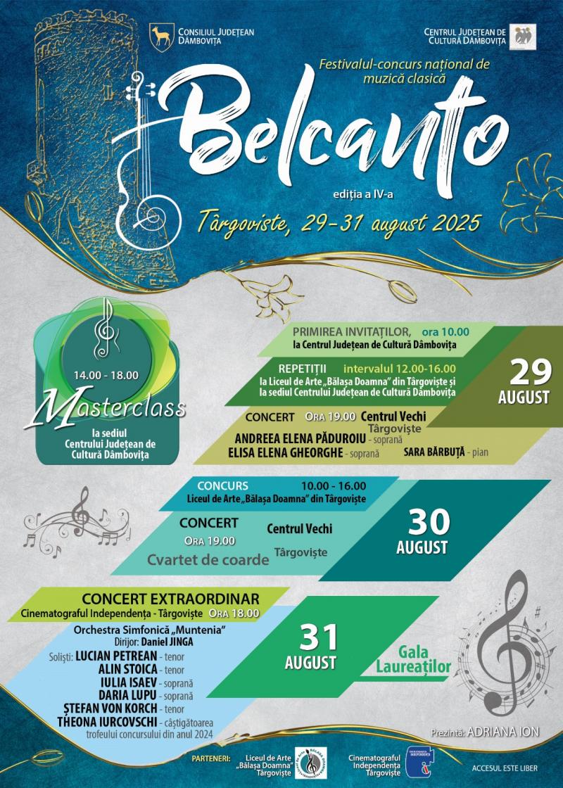 Festivalul-Concurs Belcanto, Târgoviște, 29-31 august 2025