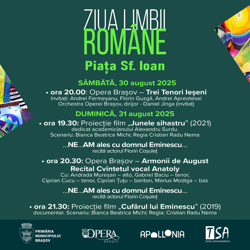 Două concerte de excepție, la finalul lunii august,  oferite de Opera Brașov în aer liber